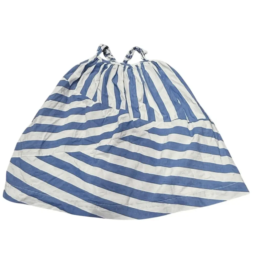 Baby GAP Blue White Stripe Sundress 100% Cotton 18–24 Months Ruffle Straps